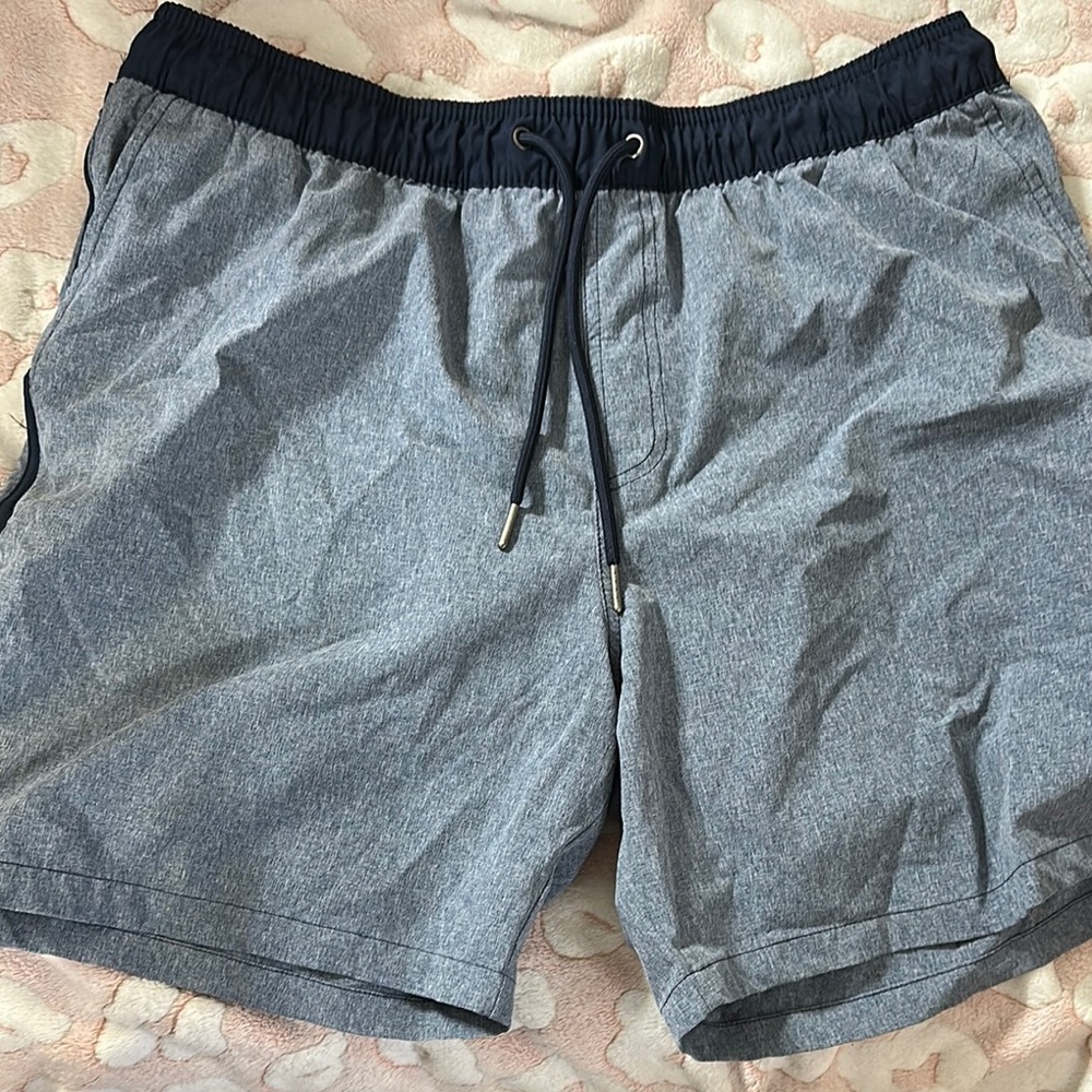 Men's Blue Drawstring Swimming Trunks